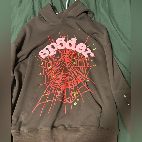 Never Worn Brown Sp5der hoodie, size medium. selling because it’s too small - Picture 2 of 3
